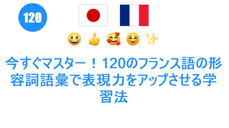 今すぐマスター！120のフランス語の形容詞語彙で表現力をアップさせる学習法